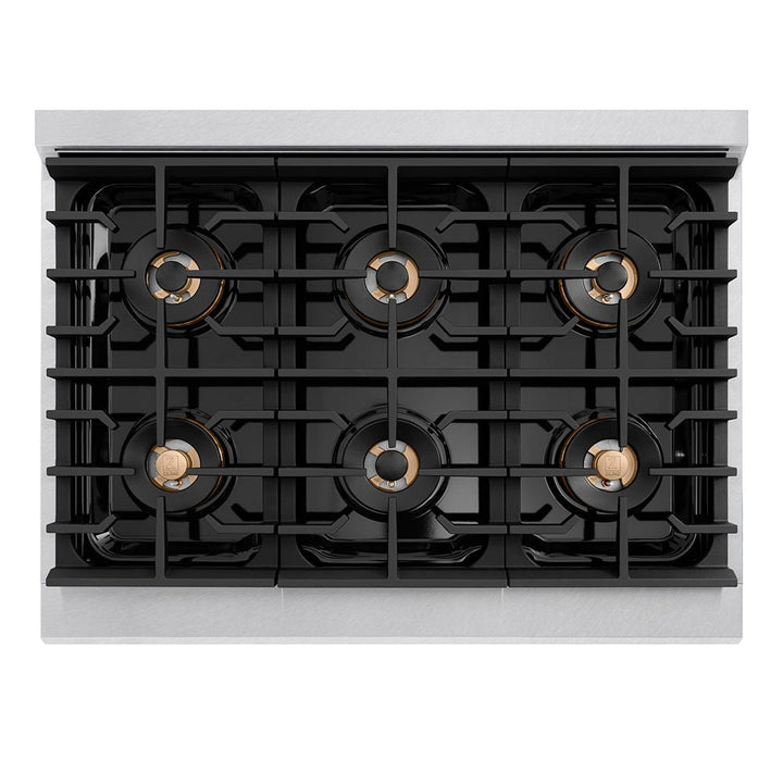 ZLINE 36 in. 5.2 cu. ft. Paramount Dual Fuel Range with 6 Burner DuoProâ„¢ Cooktop and Electric Convection Oven in Satin Stainless Steel (PSDRS-36)