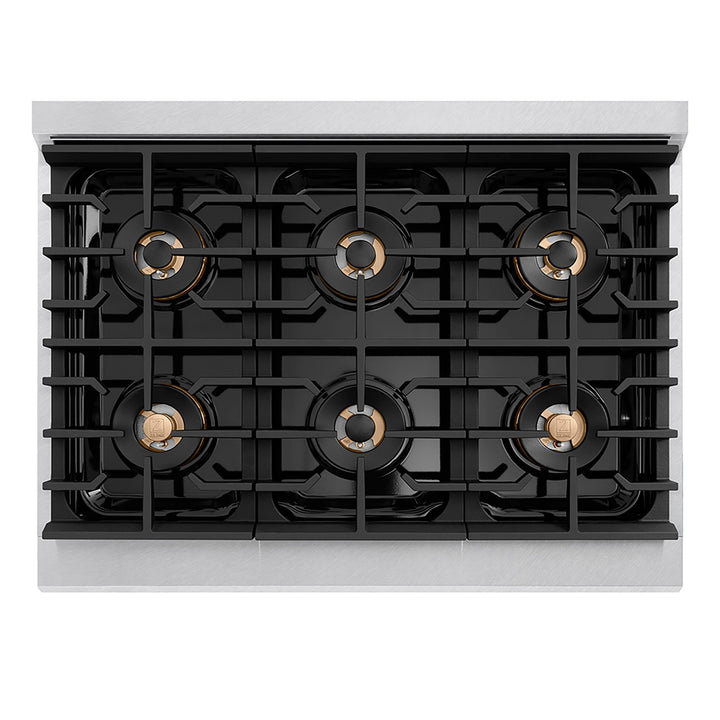 ZLINE 36 in. 5.2 cu. ft. Paramount Dual Fuel Range with 6 Burner DuoProâ„¢ Cooktop and Electric Convection Oven in Satin Stainless Steel with Black Matte Door (PSDRS-BLM-36)
