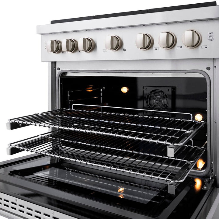 ZLINE 36 in. 5.2 cu. ft. Paramount Dual Fuel Range with 6 Burner DuoProâ„¢ Cooktop and Electric Convection Oven in Stainless Steel (PSDR36)