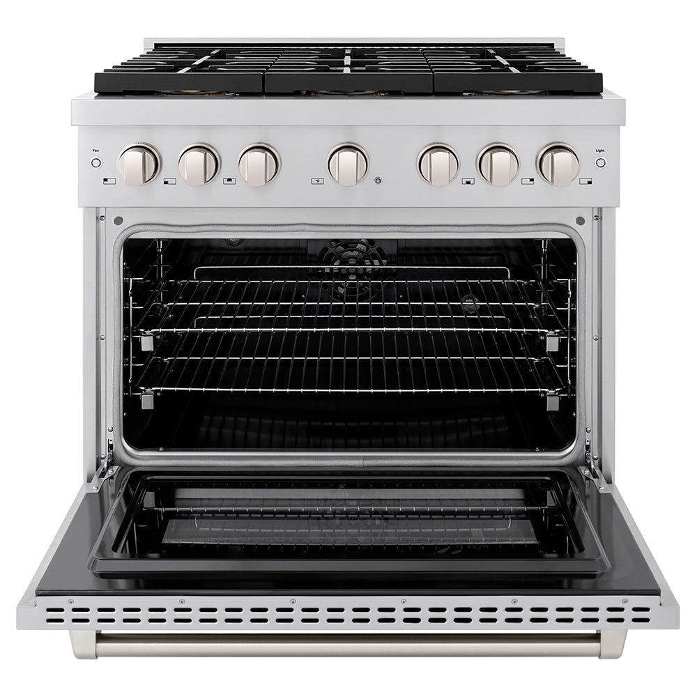 ZLINE 36 in. 5.2 cu. ft. Paramount Dual Fuel Range with 6 Burner DuoProâ„¢ Cooktop and Electric Convection Oven in Stainless Steel (PSDR36)