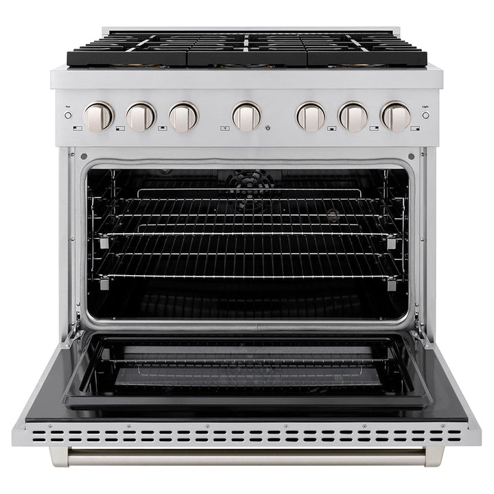 ZLINE 36 in. 5.2 cu. ft. Paramount Dual Fuel Range with 6 Burner DuoProâ„¢ Cooktop and Electric Convection Oven in Stainless Steel (PSDR36)