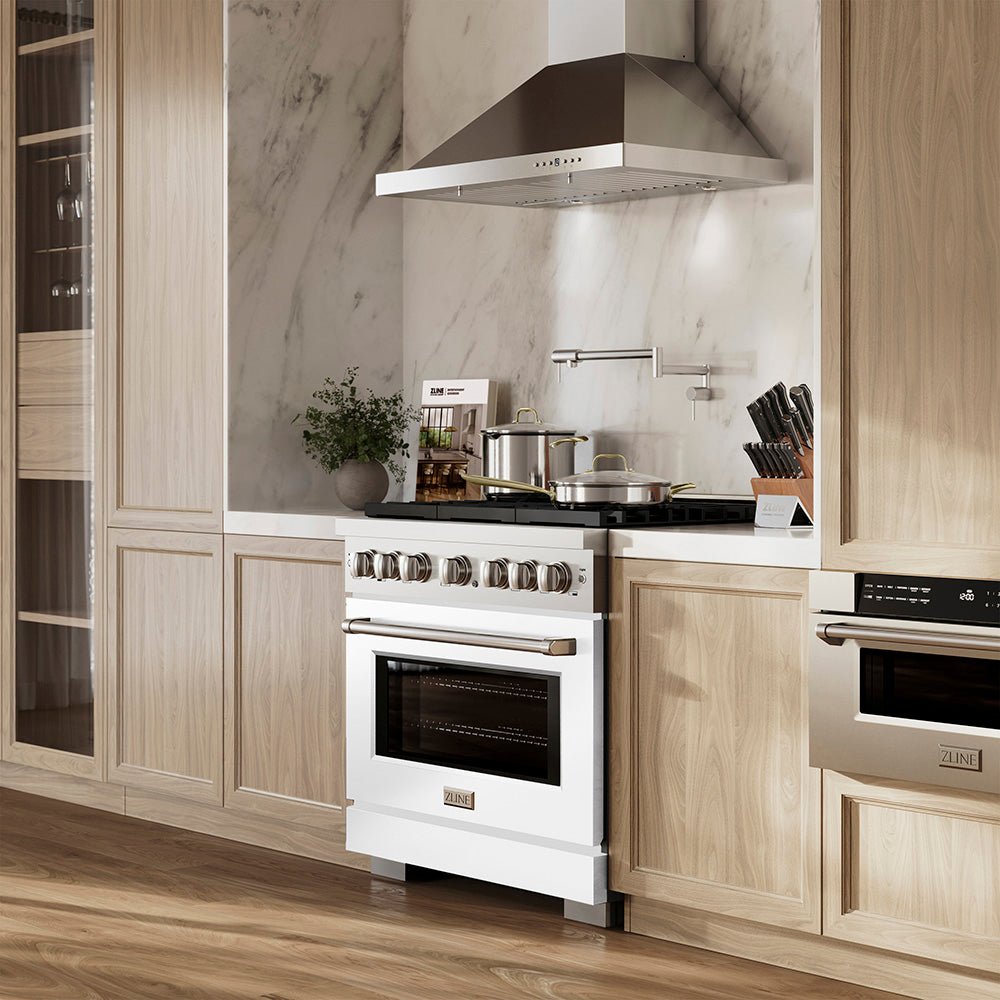 ZLINE 36 in. 5.2 cu. ft. Paramount Dual Fuel Range with 6 Burner DuoProâ„¢ Cooktop and Electric Convection Oven with White Matte Door (PSDR-WM-36)