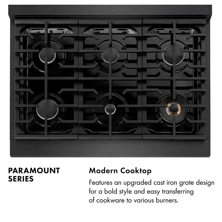 ZLINE 36 in. 5.2 cu. ft. Paramount Gas Range with 6 Burner Cooktop and Convection Gas Oven in Black Satin Stainless Steel (SGRBS-36)