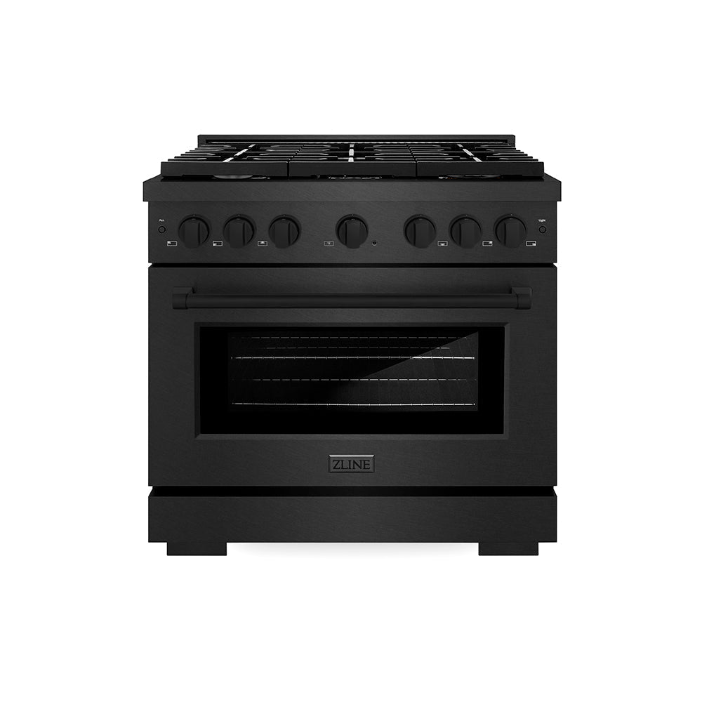 ZLINE 36 in. 5.2 cu. ft. Paramount Gas Range with 6 Burner Cooktop and Convection Gas Oven in Black Satin Stainless Steel (SGRBS-36)
