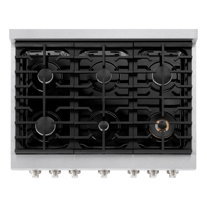 ZLINE 36 in. 5.2 cu. ft. Paramount Gas Range with 6 Burner Cooktop and Convection Gas Oven in Satin Stainless Steel with White Matte Door (SGRS-WM-36)