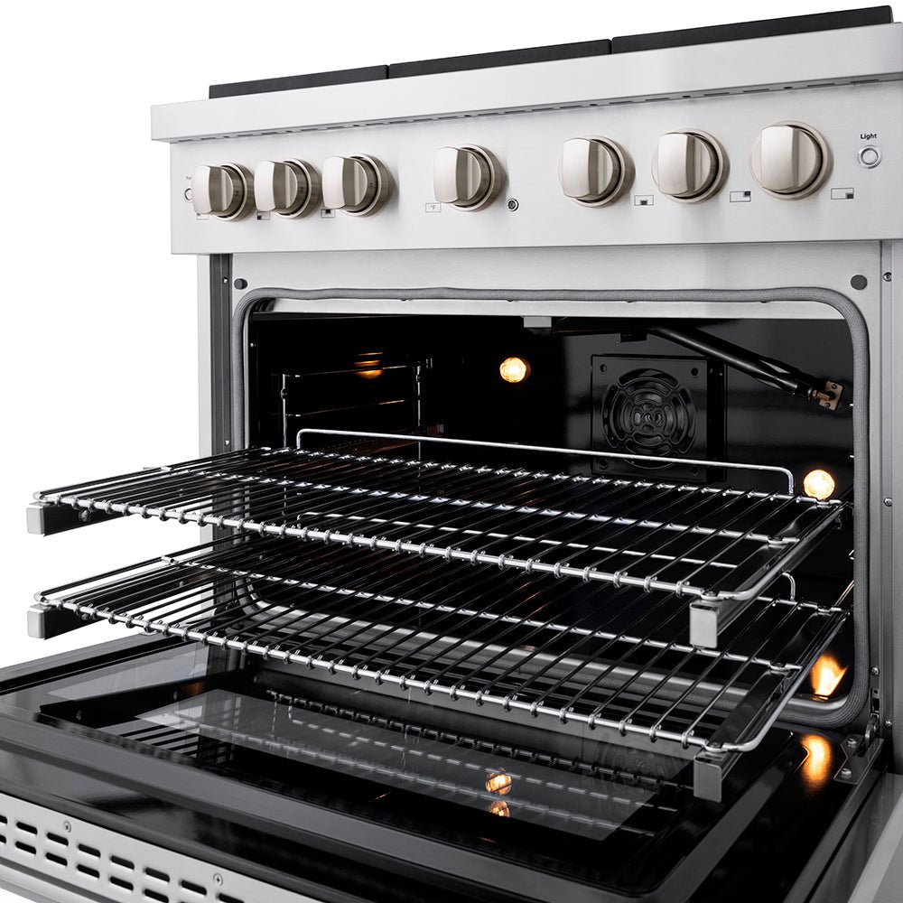 ZLINE 36 in. 5.2 cu. ft. Paramount Gas Range with 6 Burner DuoProâ„¢ Cooktop and Convection Gas Oven in Stainless Steel (PSGR36)