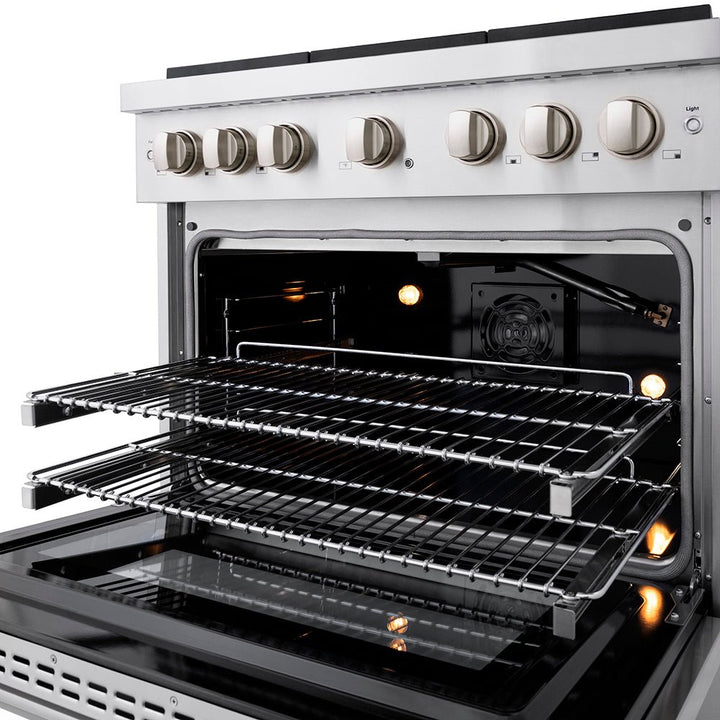 ZLINE 36 in. 5.2 cu. ft. Paramount Gas Range with 6 Burner DuoProâ„¢ Cooktop and Convection Gas Oven in Stainless Steel (PSGR36)