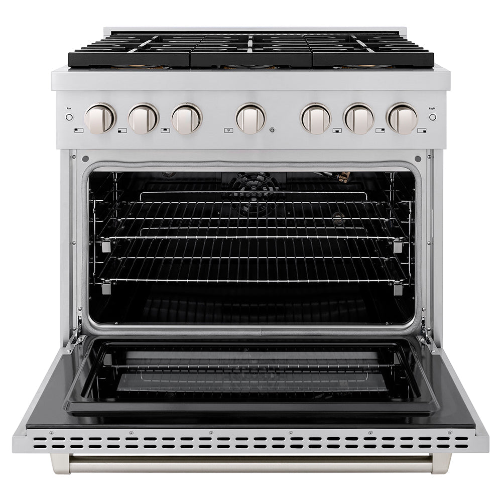 ZLINE 36 in. 5.2 cu. ft. Paramount Gas Range with 6 Burner DuoProâ„¢ Cooktop and Convection Gas Oven in Stainless Steel (PSGR36)