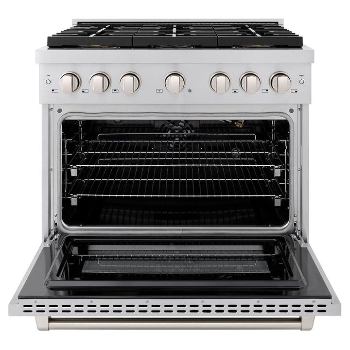 ZLINE 36 in. 5.2 cu. ft. Paramount Gas Range with 6 Burner DuoProâ„¢ Cooktop and Convection Gas Oven in Stainless Steel (PSGR36)