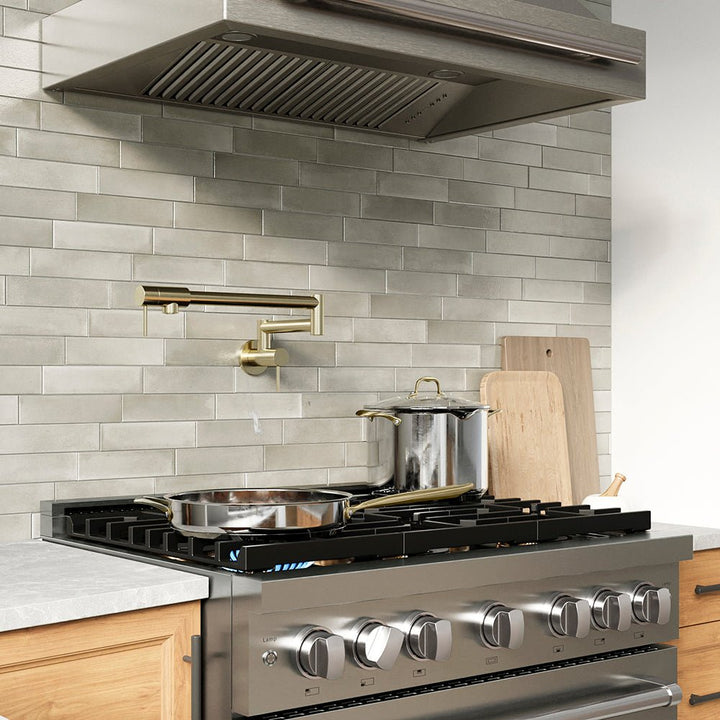 ZLINE 36 in. 5.2 cu. ft. Paramount Gas Range with 6 Burner DuoProâ„¢ Cooktop and Convection Gas Oven in Stainless Steel (PSGR36)