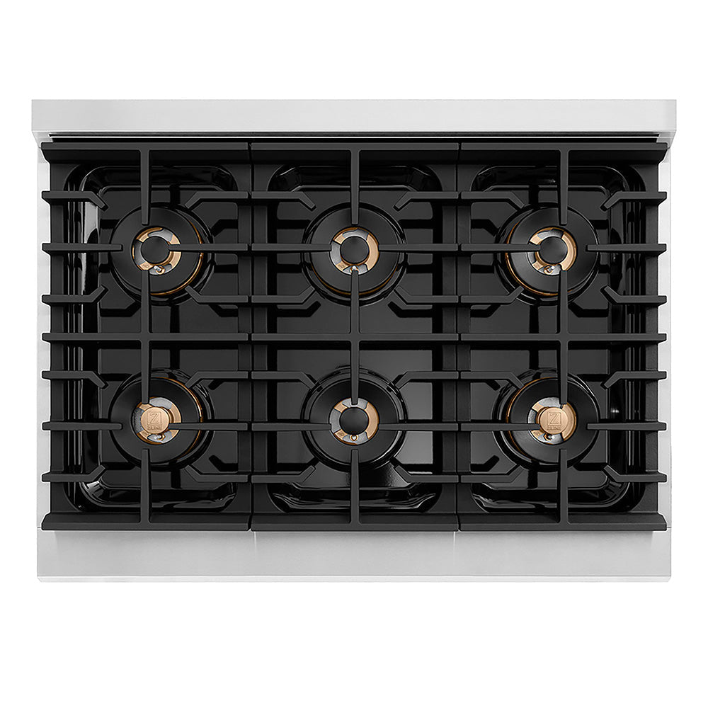 ZLINE 36 in. 5.2 cu. ft. Paramount Gas Range with 6 Burner DuoProâ„¢ Cooktop and Convection Gas Oven with Black Matte Door (PSGR-BLM-36)