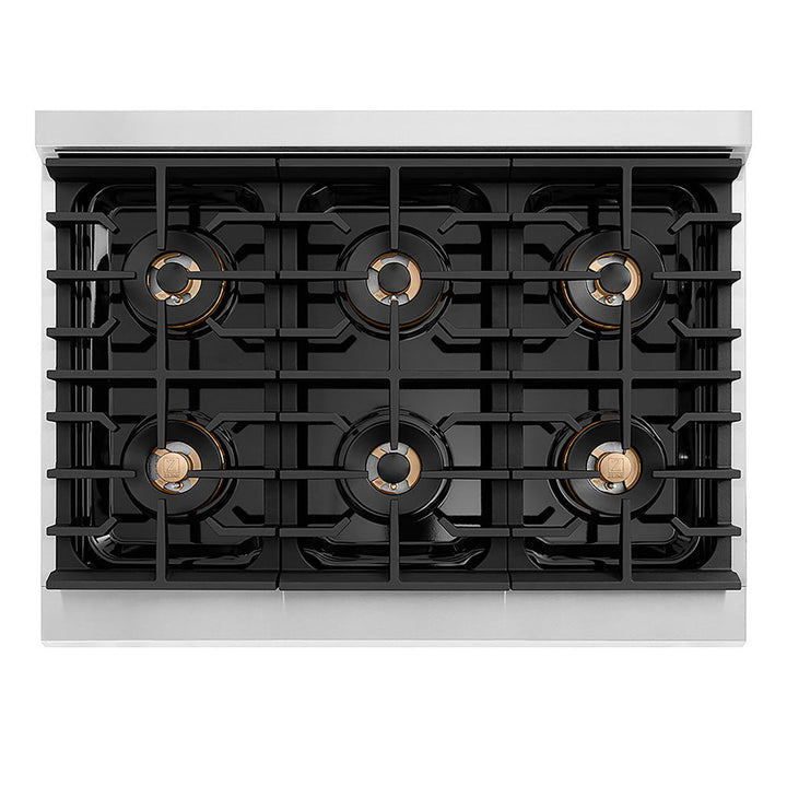 ZLINE 36 in. 5.2 cu. ft. Paramount Gas Range with 6 Burner DuoProâ„¢ Cooktop and Convection Gas Oven with Black Matte Door (PSGR-BLM-36)