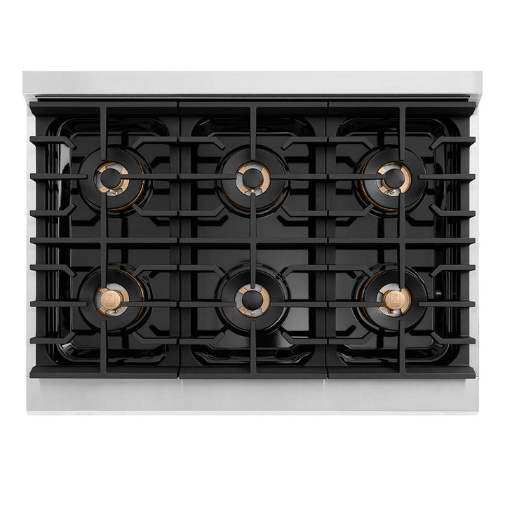 ZLINE 36 in. 5.2 cu. ft. Paramount Gas Range with 6 Burner DuoProâ„¢ Cooktop and Convection Gas Oven with White Matte Door (PSGR-WM-36)