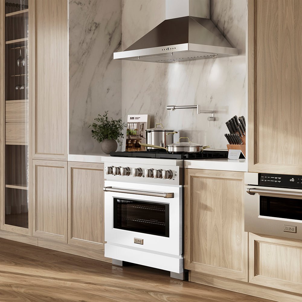 ZLINE 36 in. 5.2 cu. ft. Paramount Gas Range with 6 Burner DuoProâ„¢ Cooktop and Convection Gas Oven with White Matte Door (PSGR-WM-36)