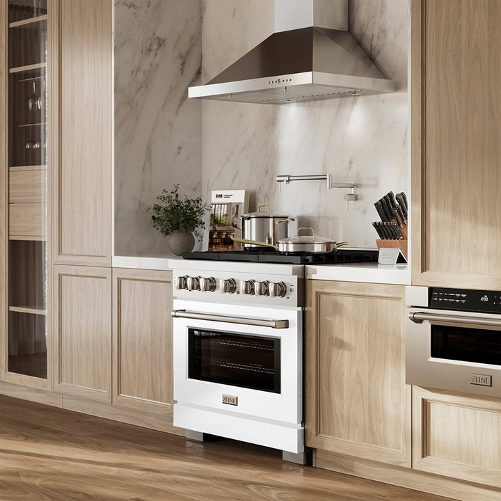 ZLINE 36 in. 5.2 cu. ft. Paramount Gas Range with 6 Burner DuoProâ„¢ Cooktop and Convection Gas Oven with White Matte Door (PSGR-WM-36)