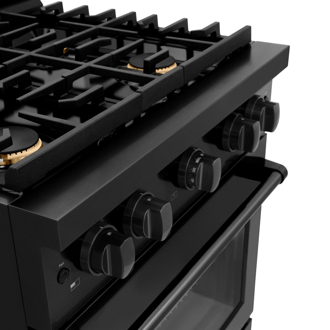 ZLINE 36 in. 5.2 cu. ft. Paramount Gas Range with Convection Gas Oven in Black Stainless Steel with 6 Brass Burners (SGRB-BR-36)