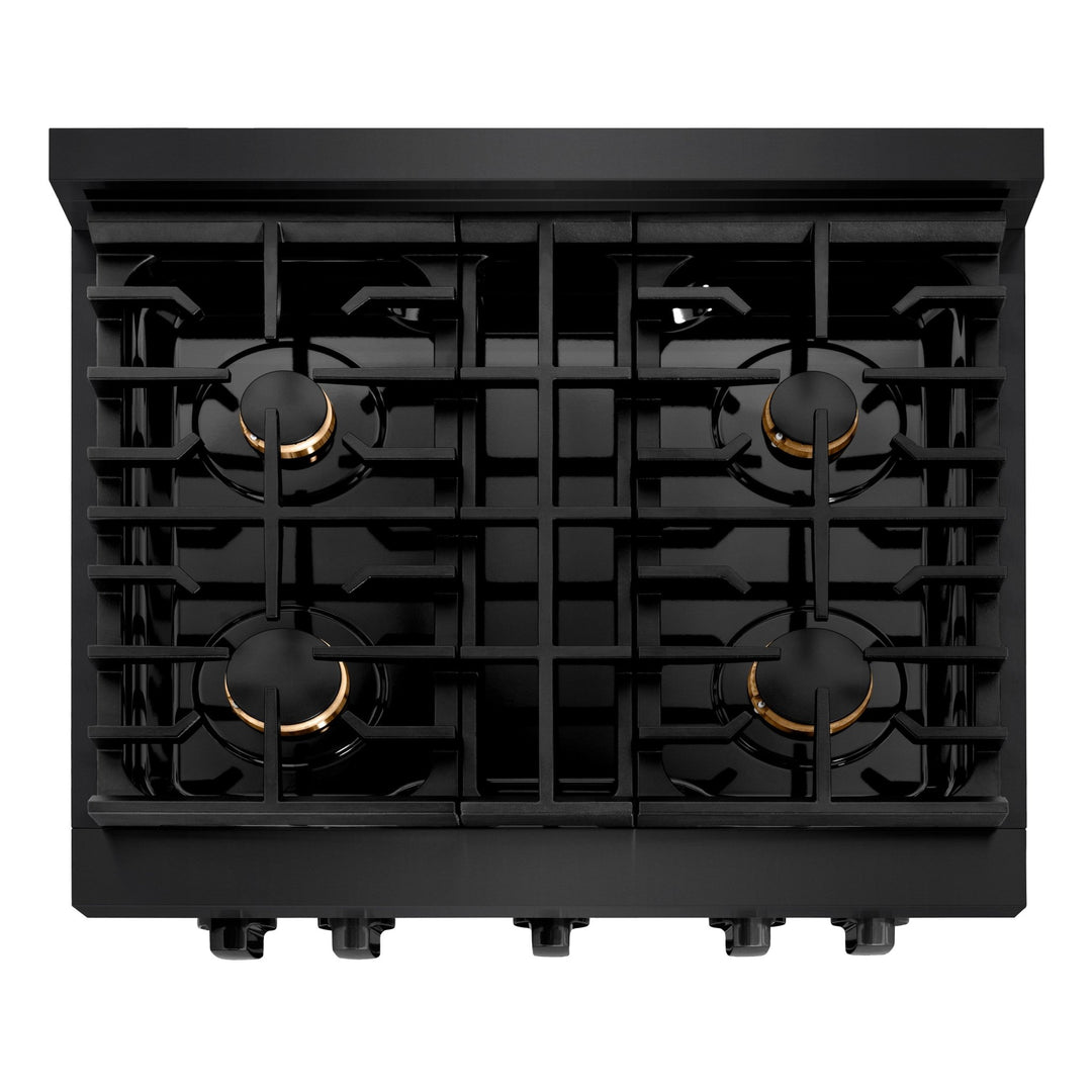 ZLINE 36 in. 5.2 cu. ft. Paramount Gas Range with Convection Gas Oven in Black Stainless Steel with 6 Brass Burners (SGRB-BR-36)