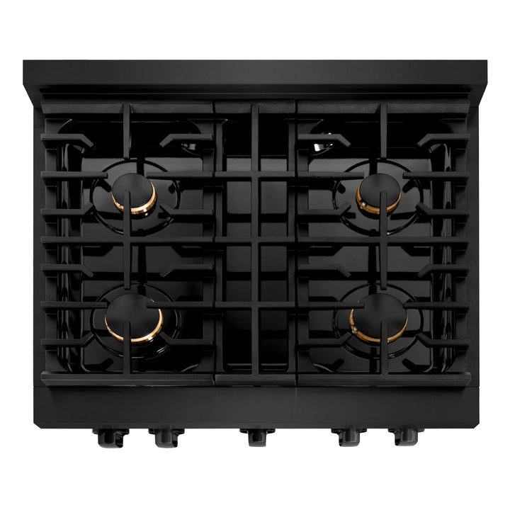 ZLINE 36 in. 5.2 cu. ft. Paramount Gas Range with Convection Gas Oven in Black Stainless Steel with 6 Brass Burners (SGRB-BR-36)