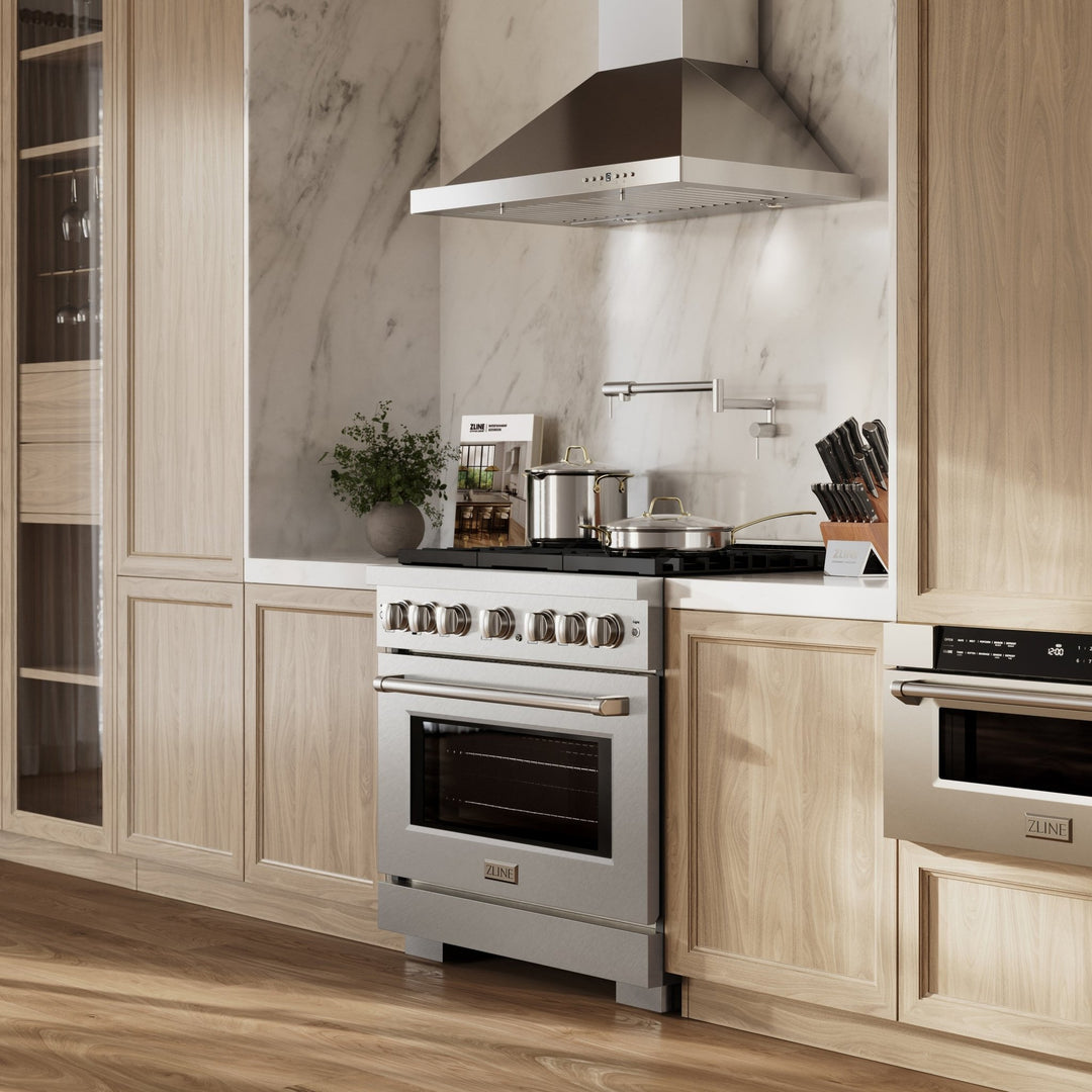 ZLINE 36 in. 5.2 cu. ft. Paramount Gas Range with Convection Gas Oven in Satin Stainless Steel with 6 Brass Burners (SGRS-BR-36)