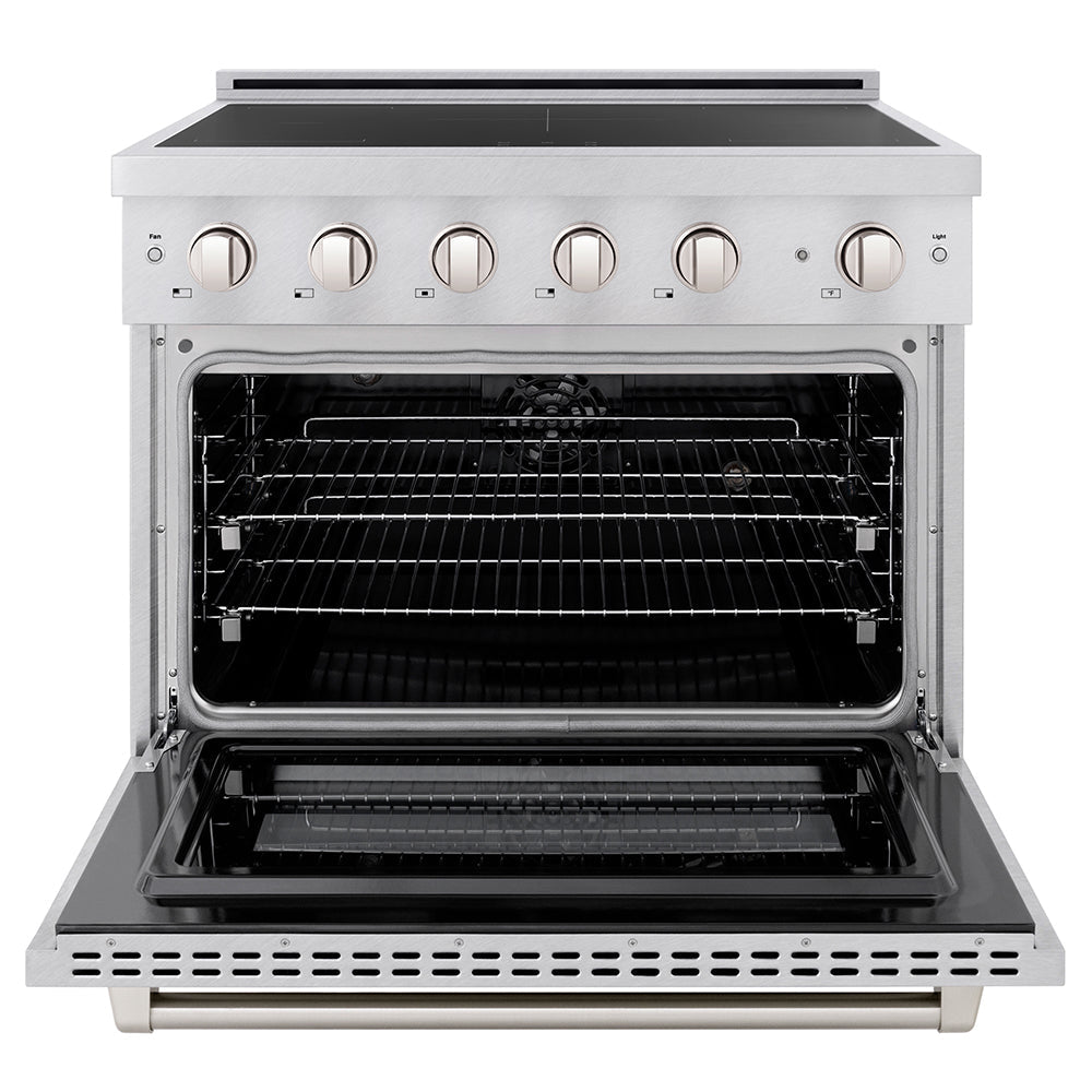 ZLINE 36 in. 5.2 cu. ft. Paramount Induction Range with 5 Element Cooktop and Electric Convection Oven in Satin Stainless Steel (SINRS-36)