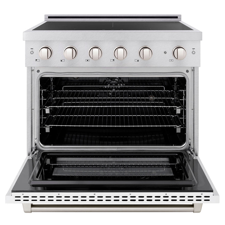 ZLINE 36 in. 5.2 cu. ft. Paramount Induction Range with 5 Element Cooktop and Electric Convection Oven in Satin Stainless Steel with White Matte Door (SINRS-WM-36)