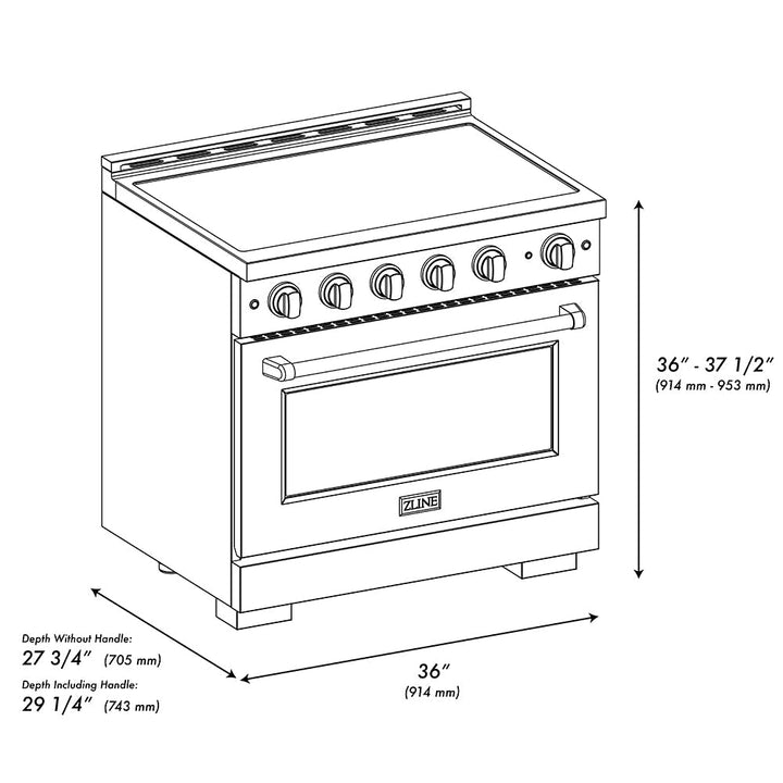 ZLINE 36 in. 5.2 cu. ft. Paramount Induction Range with 5 Element Cooktop and Electric Convection Oven in Stainless Steel (SINR36)