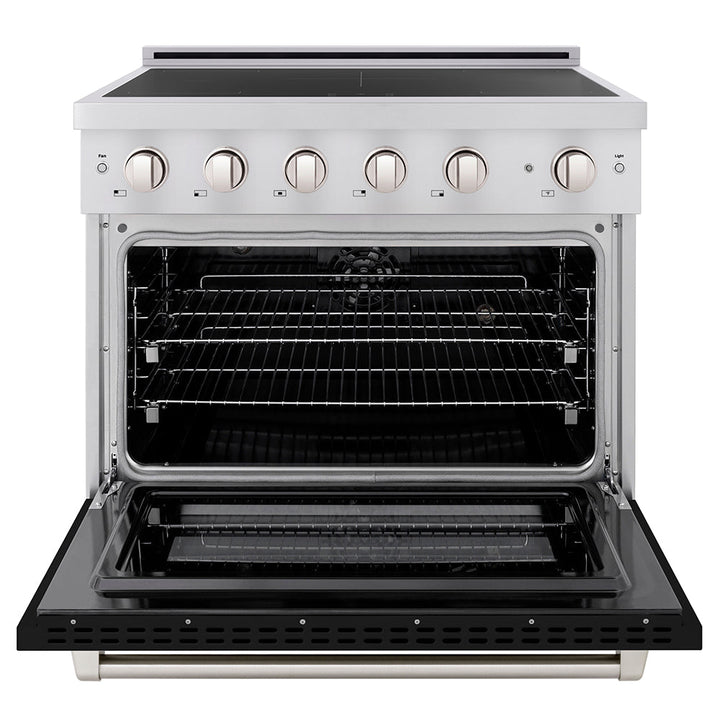 ZLINE 36 in. 5.2 cu. ft. Paramount Induction Range with 5 Element Cooktop and Electric Convection Oven in Stainless Steel with Black Matte Door (SINR-BLM-36)