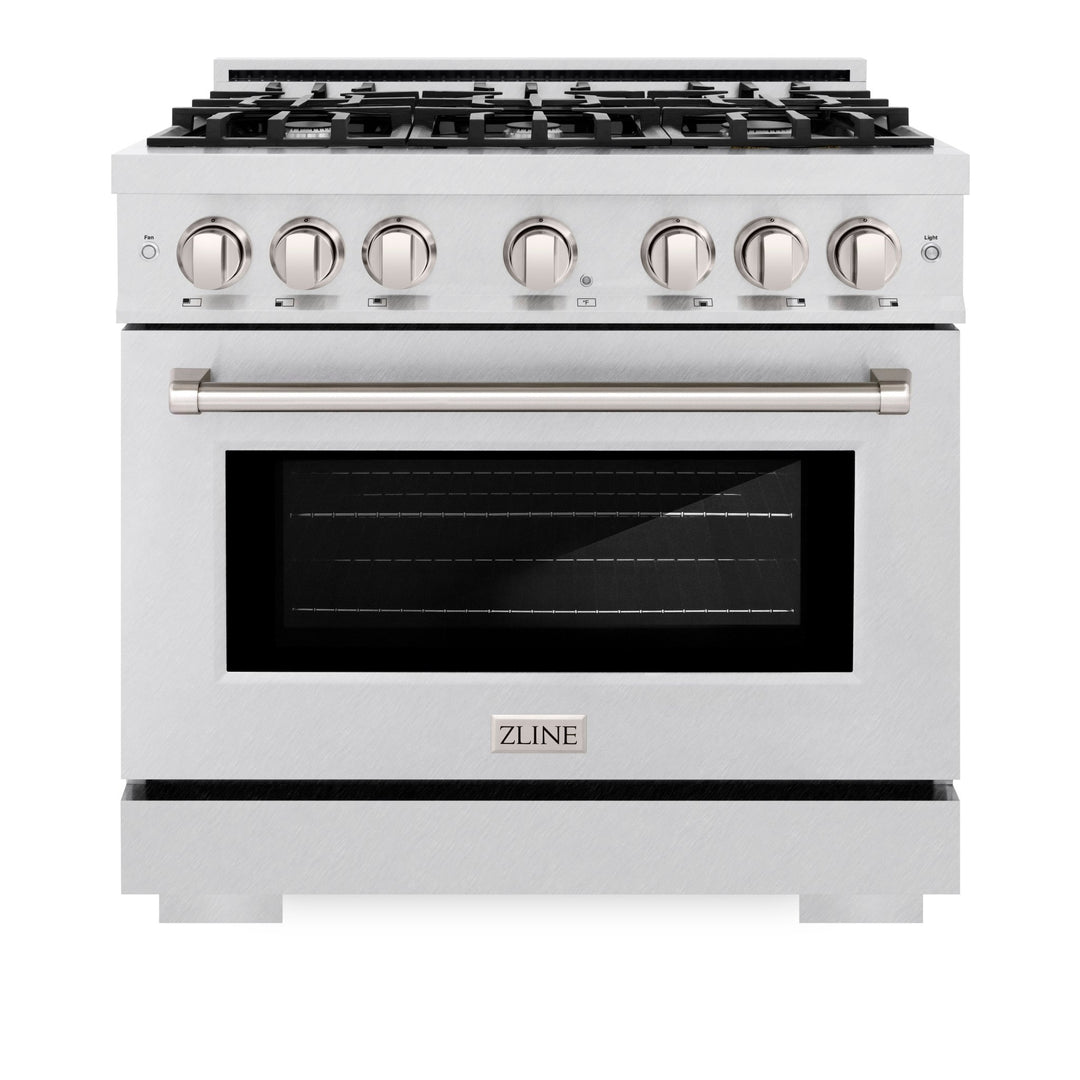 ZLINE 36 in. 5.2 cu. ft. Select Dual Fuel Range with 6 Burner Gas Cooktop and Electric Convection Oven in Satin Stainless Steel (HDRS-36)