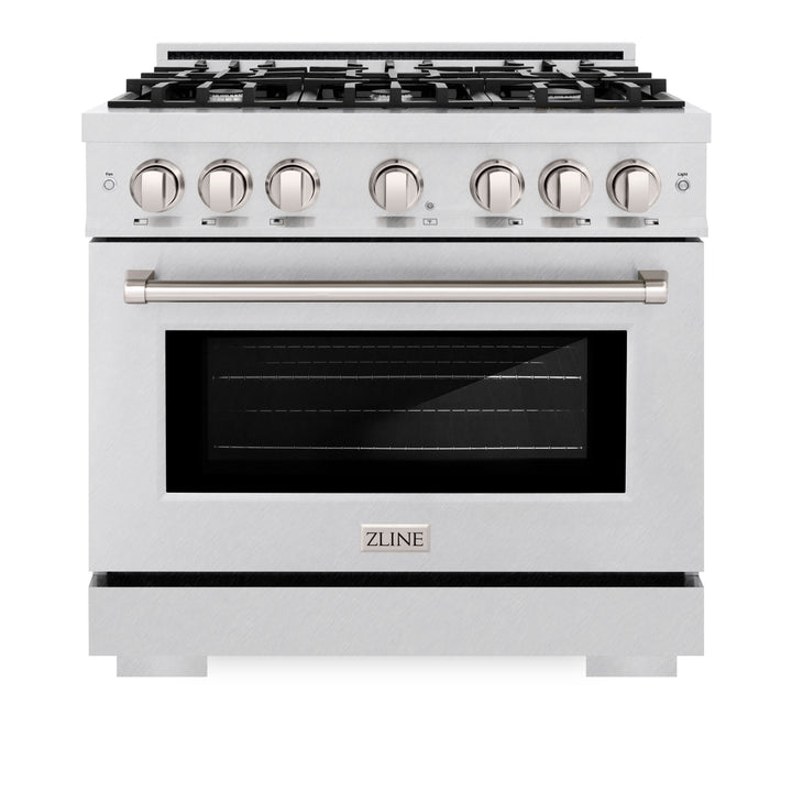 ZLINE 36 in. 5.2 cu. ft. Select Dual Fuel Range with 6 Burner Gas Cooktop and Electric Convection Oven in Satin Stainless Steel (HDRS-36)