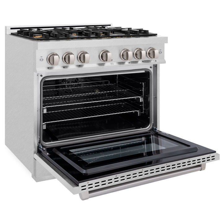 ZLINE 36 in. 5.2 cu. ft. Select Dual Fuel Range with Gas Cooktop and Electric Convection Oven in Satin Stainless Steel with 6 Brass Burners (HDRS-BR-36)