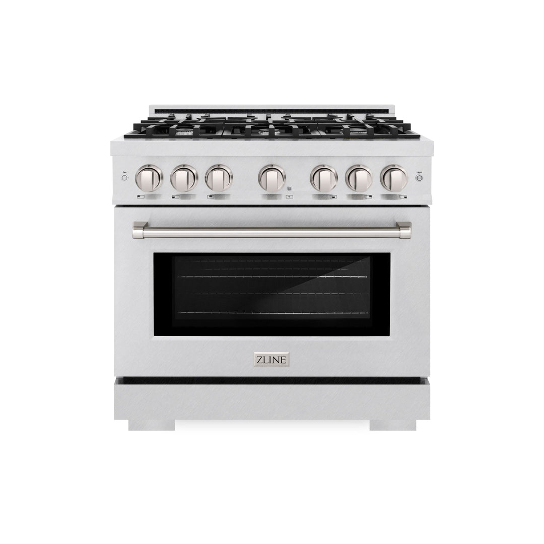 ZLINE 36 in. 5.2 cu. ft. Select Gas Range with 6 Burner Cooktop and Convection Gas Oven in Satin Stainless Steel (HGRS-36)