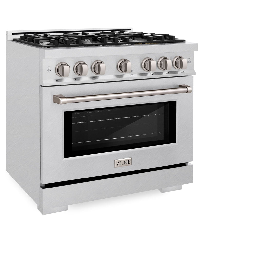 ZLINE 36 in. 5.2 cu. ft. Select Gas Range with 6 Burner Cooktop and Convection Gas Oven in Satin Stainless Steel (HGRS-36)