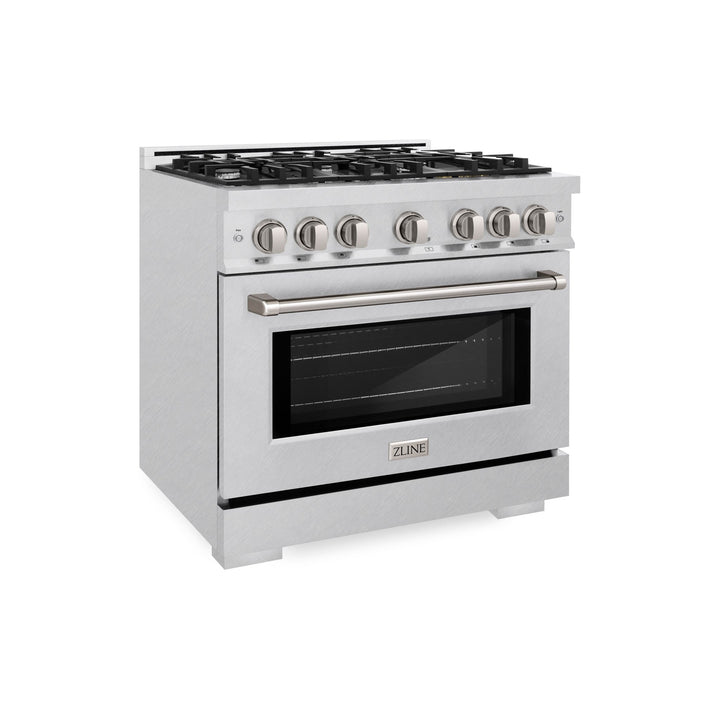 ZLINE 36 in. 5.2 cu. ft. Select Gas Range with 6 Burner Cooktop and Convection Gas Oven in Satin Stainless Steel (HGRS-36)