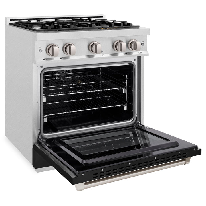 ZLINE 36 in. 5.2 cu. ft. Select Gas Range with 6 Burner Cooktop and Convection Gas Oven in Satin Stainless Steel with Black Matte Door (HGRS-BLM-36)