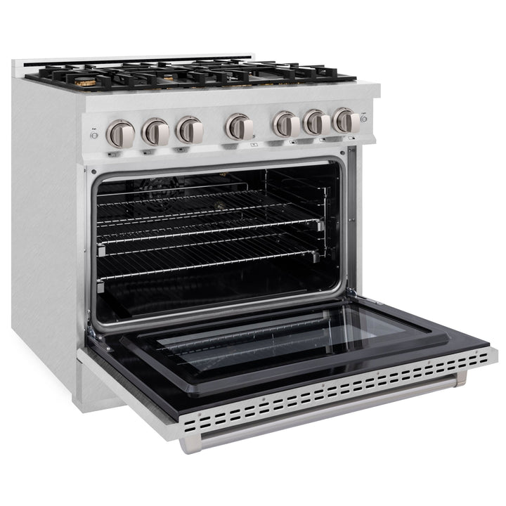 ZLINE 36 in. 5.2 cu. ft. Select Gas Range with Convection Gas Oven in Satin Stainless Steel with 6 Brass Burners (HGRS-BR-36)
