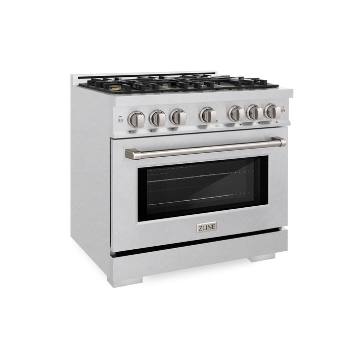 ZLINE 36 in. 5.2 cu. ft. Select Gas Range with Convection Gas Oven in Satin Stainless Steel with 6 Brass Burners (HGRS-BR-36)