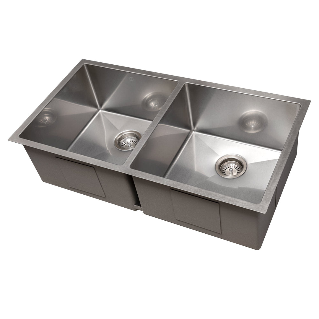 ZLINE 36 in. Anton Undermount Double Bowl Satin Stainless Steel Kitchen Sink with Bottom Grid (SR50D-36S)