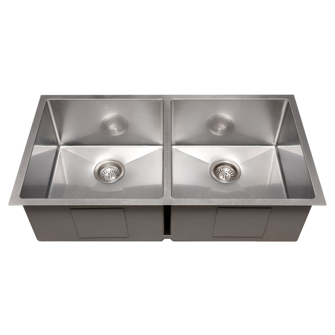 ZLINE 36 in. Anton Undermount Double Bowl Satin Stainless Steel Kitchen Sink with Bottom Grid (SR50D-36S)