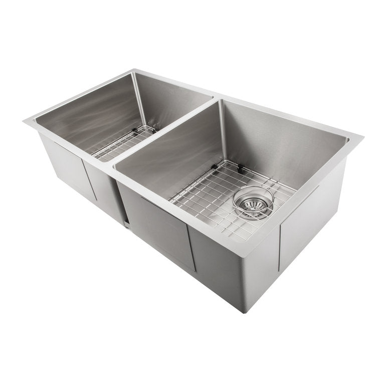 ZLINE 36 in. Anton Undermount Double Bowl Stainless Steel Kitchen Sink with Bottom Grid (SR50D-36)