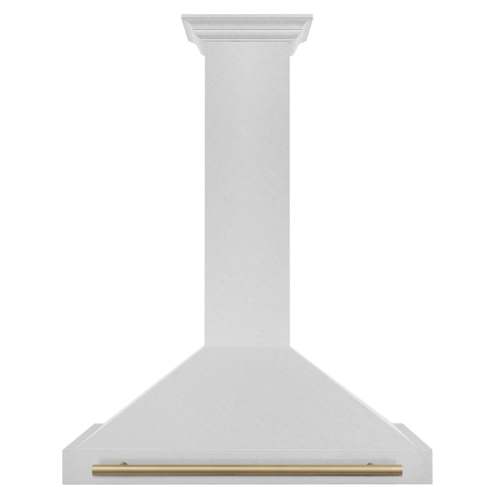 ZLINE 36 in. Autograph Edition Convertible Fingerprint Resistant Satin Stainless Steel Range Hood with Champagne Bronze Handle (KB4SNZ-36-CB)