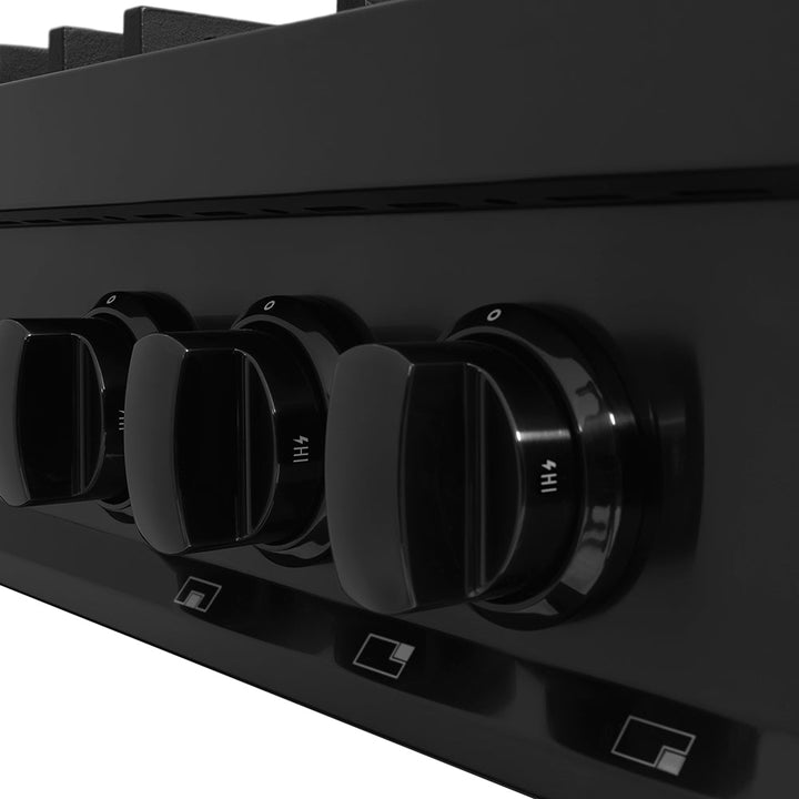 ZLINE 36 in. Classic Gas Rangetop with 6 Burner DuoProâ„¢ Cooktop in Black Stainless Steel (PCRTB-36)