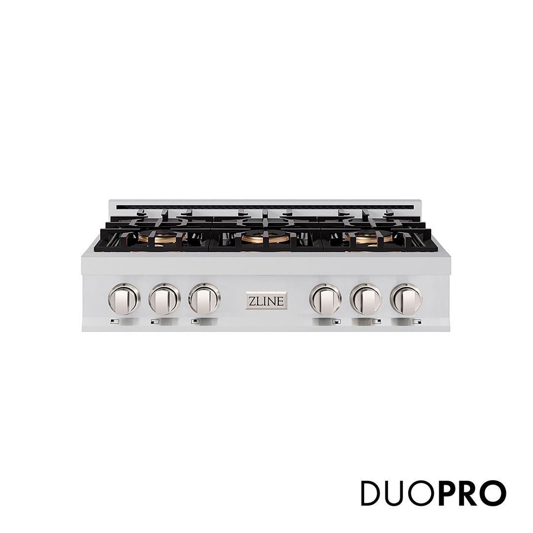 ZLINE 36 in. Classic Gas Rangetop with 6 Burner DuoProâ„¢ Cooktop in Stainless Steel (PCRT36)