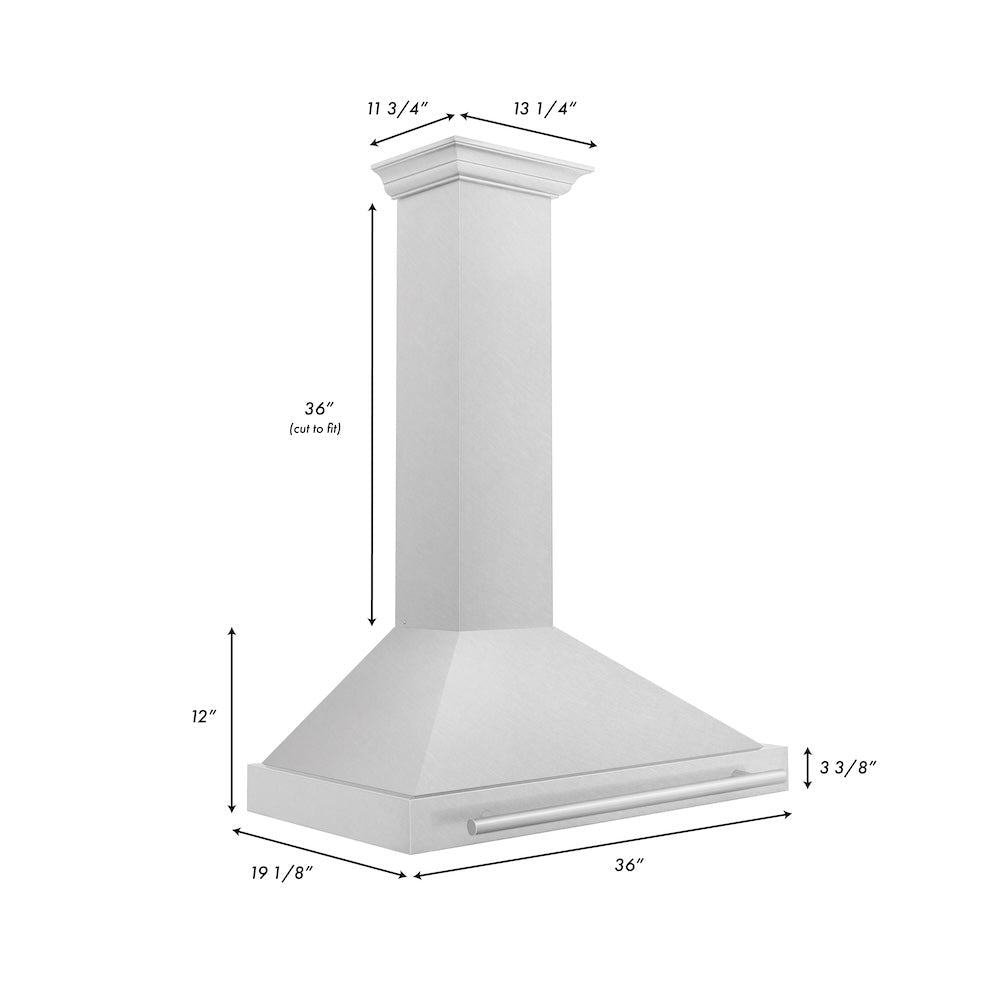 ZLINE 36 in. Convertible Fingerprint Resistant Satin Stainless Steel Range Hood with Stainless Steel Handle (KB4SNX-36)