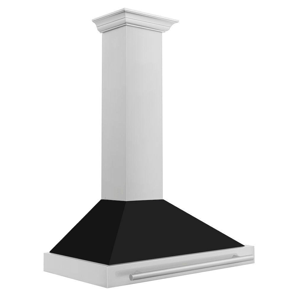ZLINE 36 in. Convertible Stainless Steel Range Hood with Black Matte Shell and Stainless Steel Handle (KB4STX-BLM-36)