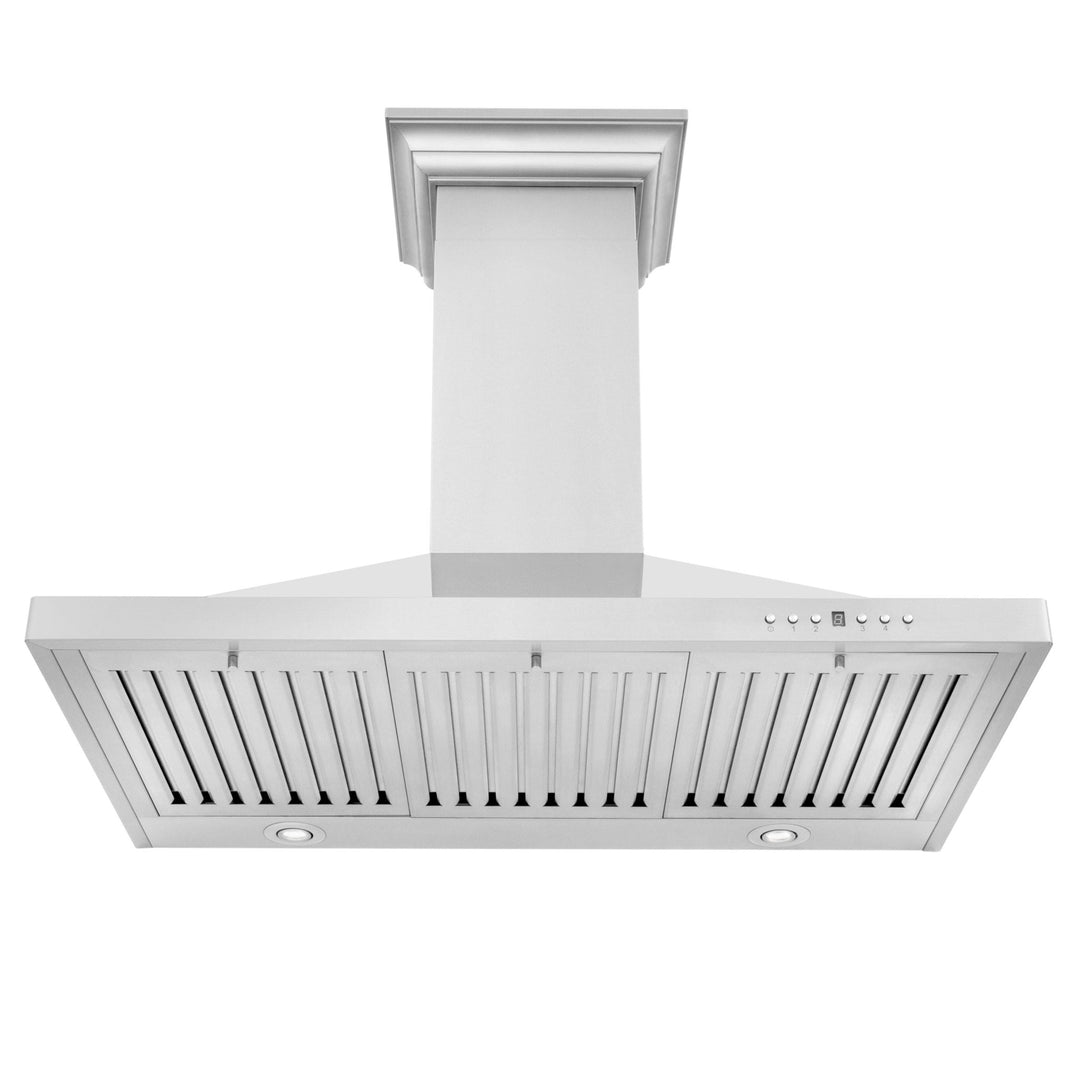 ZLINE 36 in. Convertible Vent Wall Mount Range Hood in Stainless Steel with Crown Molding, KBCRN-36