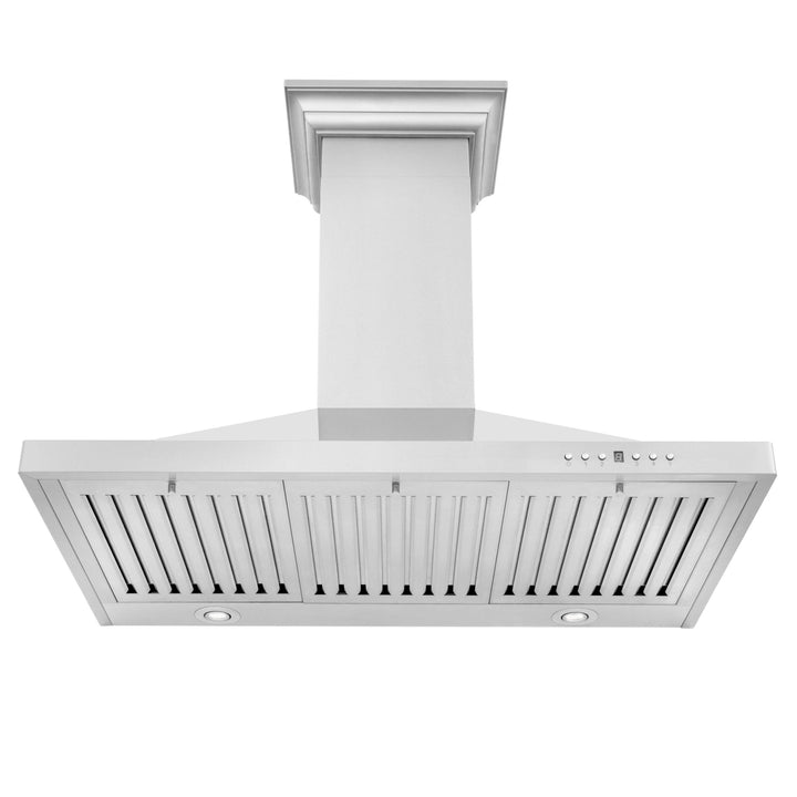 ZLINE 36 in. Convertible Vent Wall Mount Range Hood in Stainless Steel with Crown Molding, KBCRN-36