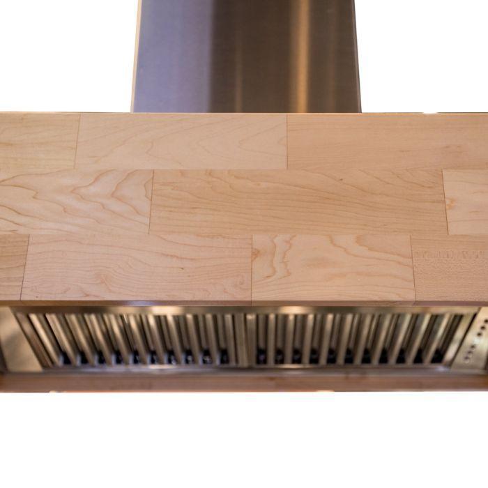 ZLINE 36 in. Designer Series Butcher Block Wooden Island Mount Range Hood in Maple, 681iM-36