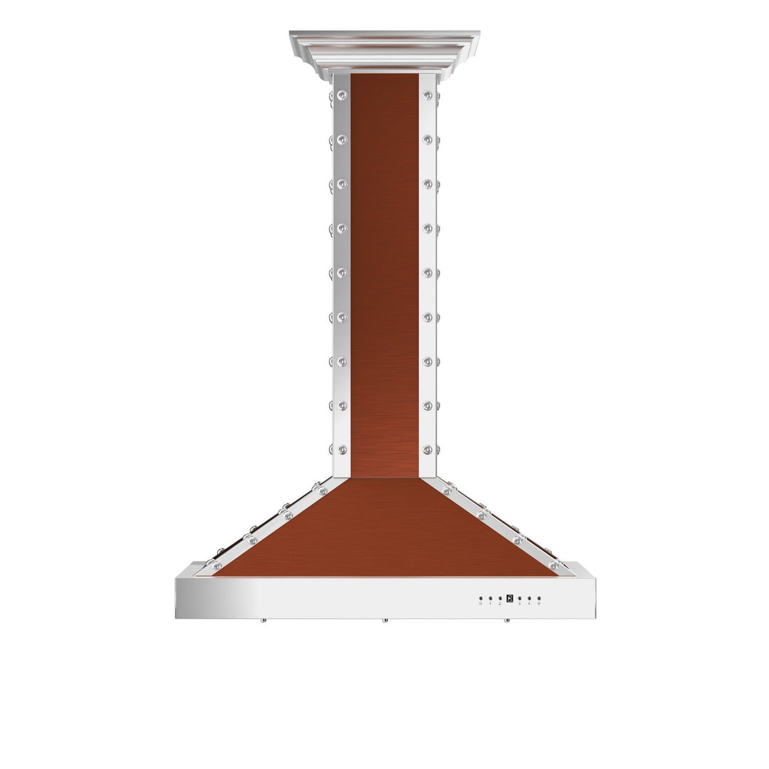 ZLINE 36 in. Designer Series Copper Island Mount Range Hood with Satin Stainless Steel Trim (KB2i-CSSXS-36)