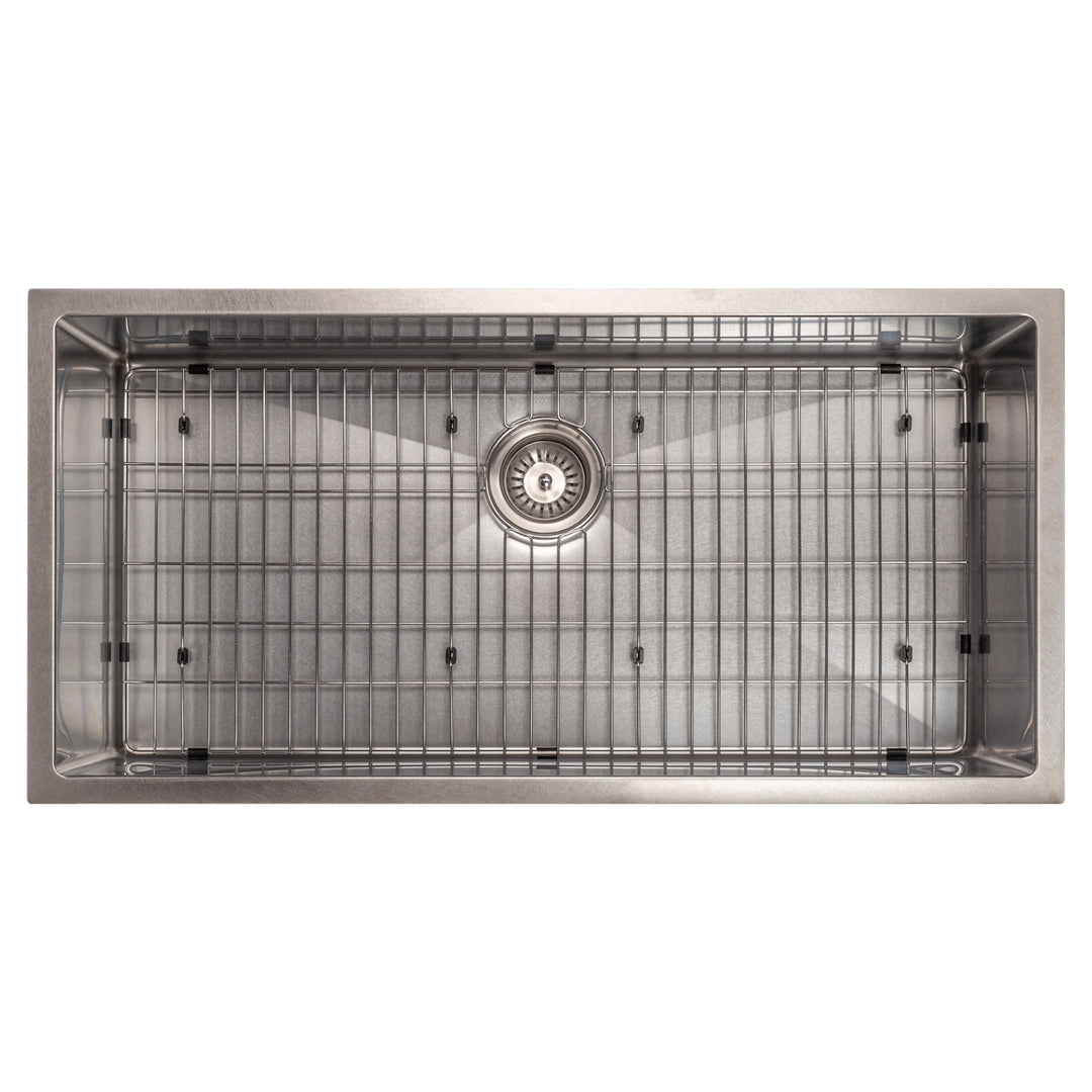ZLINE 36 in. Meribel Undermount Single Bowl Satin Stainless Steel Kitchen Sink with Bottom Grid (SRS-36S)
