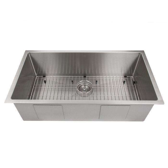 ZLINE 36 in. Meribel Undermount Single Bowl Stainless Steel Kitchen Sink with Bottom Grid, SRS-36